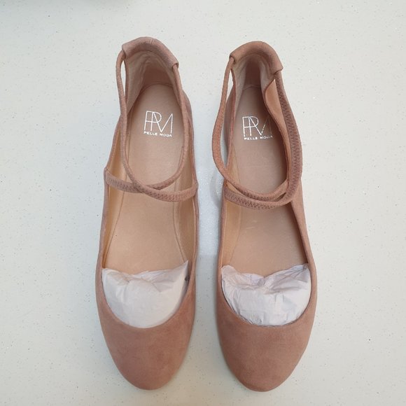NWT Suede Dusty Pink Round Toe Mary Jane Ballet Flats - Picture 12 of 14
